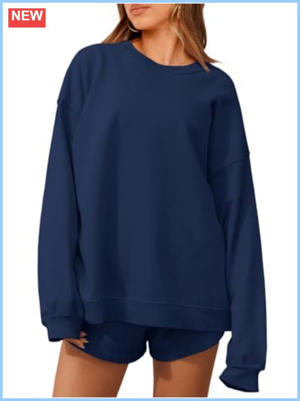 Oversized 2 Piece Lounge Set Polyester Cotton Long Sleeve Crewneck Sweatshirt